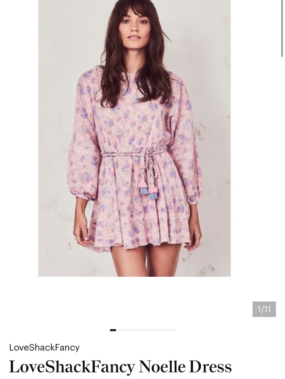 LoveShackFancy Lavender-Pink Floral Mini Dress